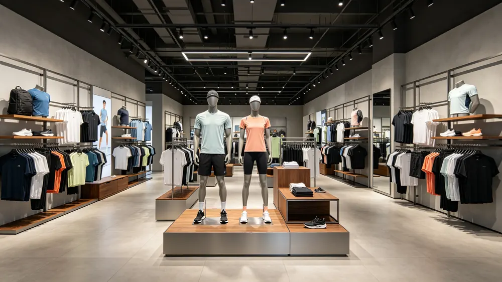 运动服展示架、体育用品货架.webp