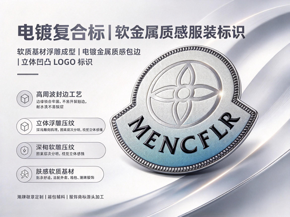 电镀复合标 — 异形 银白色MEN 字母立体浮雕软金属服饰徽章.jpg