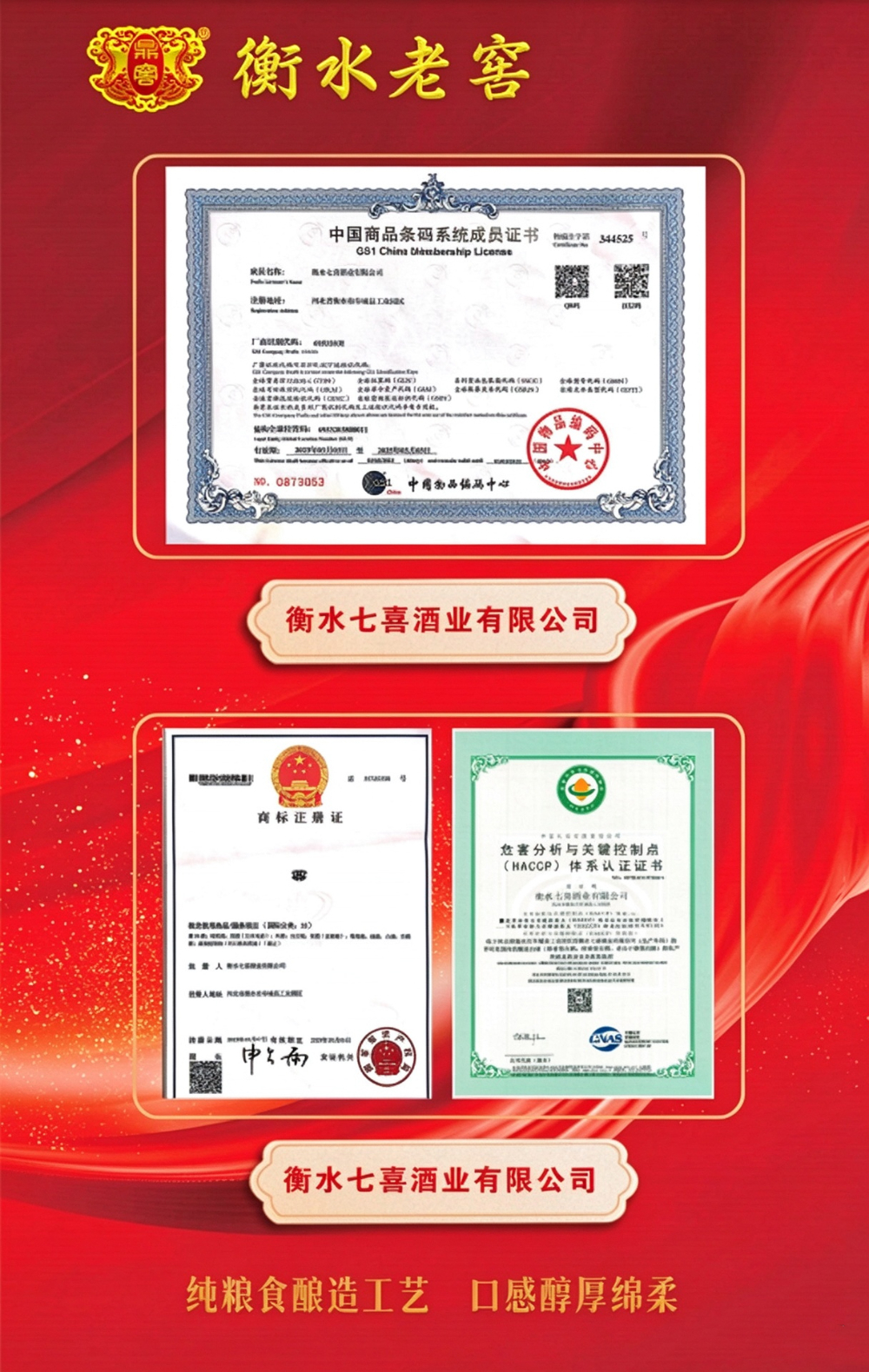 衡水老窖证书