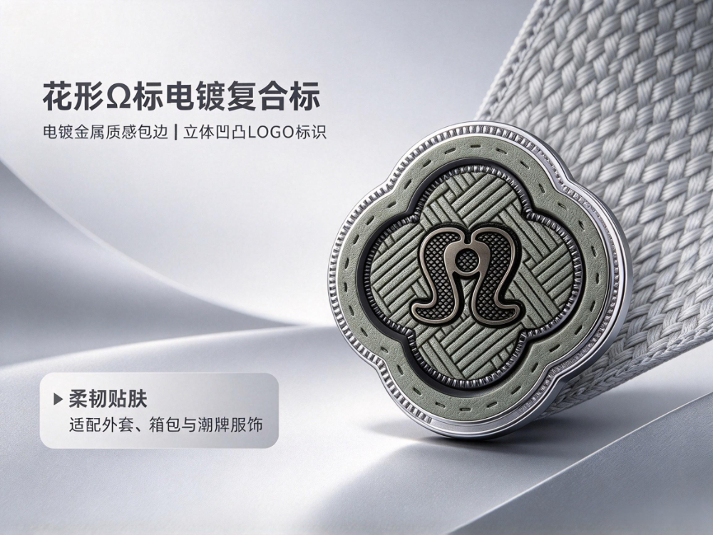 电镀复合标 — 花形符号电镀包边柔韧贴肤服饰徽.jpg
